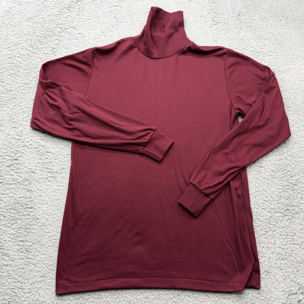 LL Bean Turtleneck Mens Large Tall Burgundy Vintage Made in USA Baselayer Hiking
